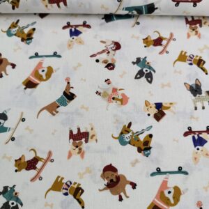 Telas algodón perros o gatos jugando