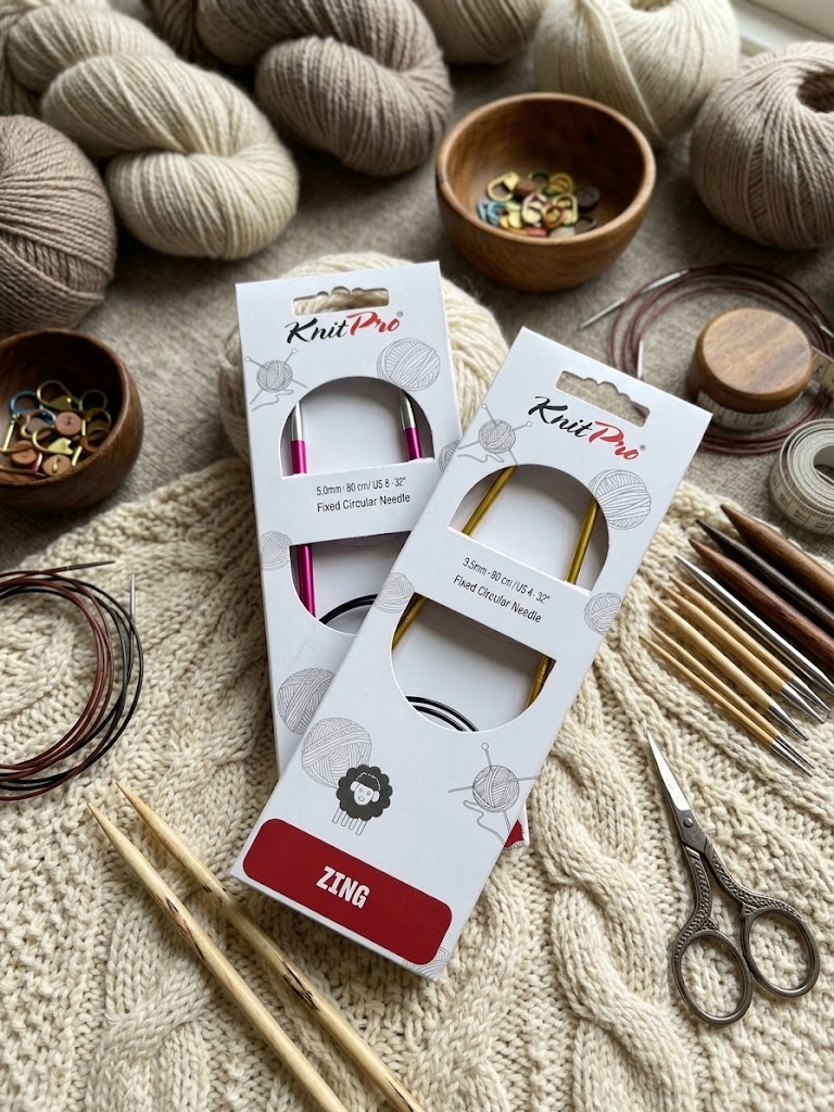 Agujas circulares fijas KnitPro Zing 80 cm de 3,5 y 5 mm