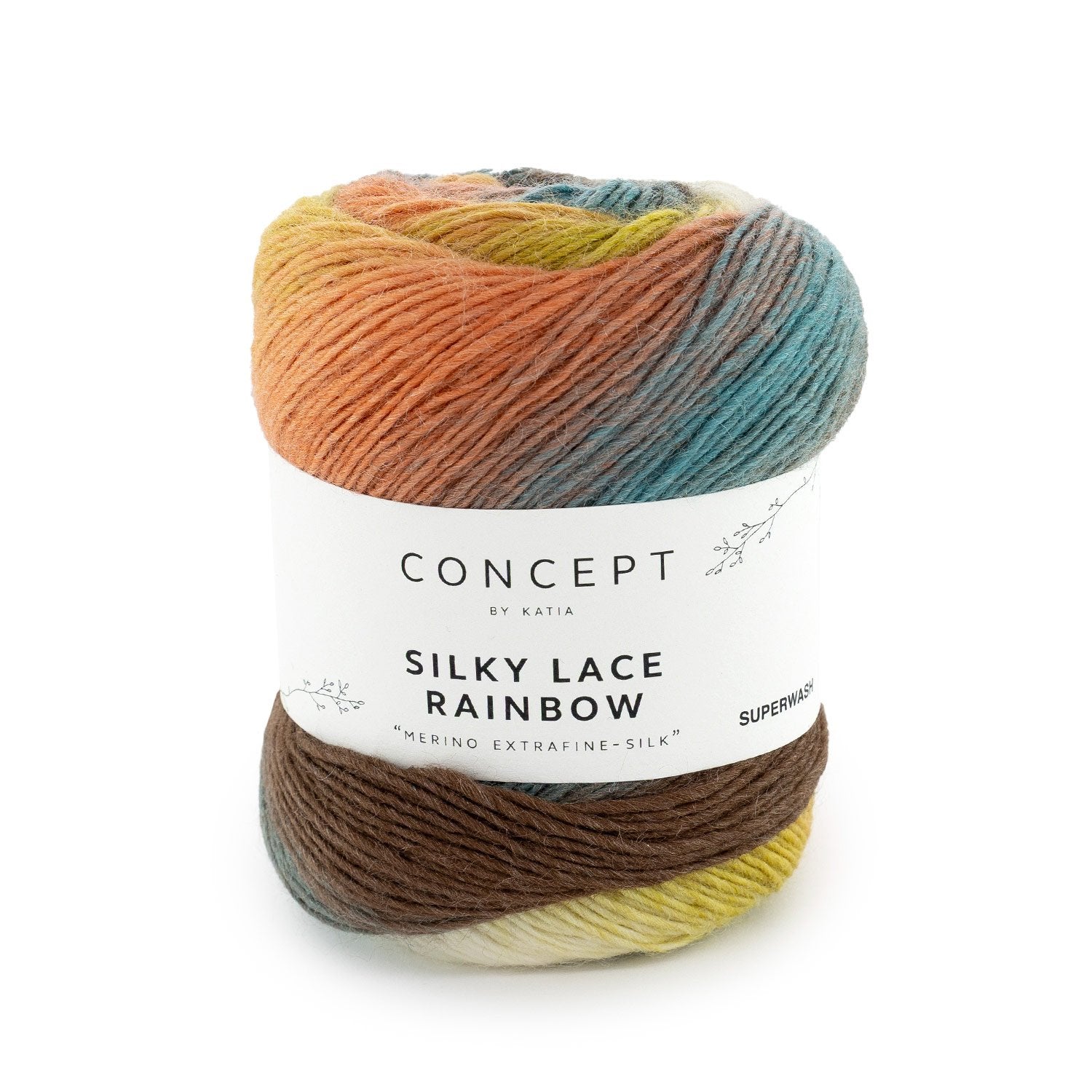 Silky Lace Rainbow de Katia 307 - Coral-Beige-Mostaza
