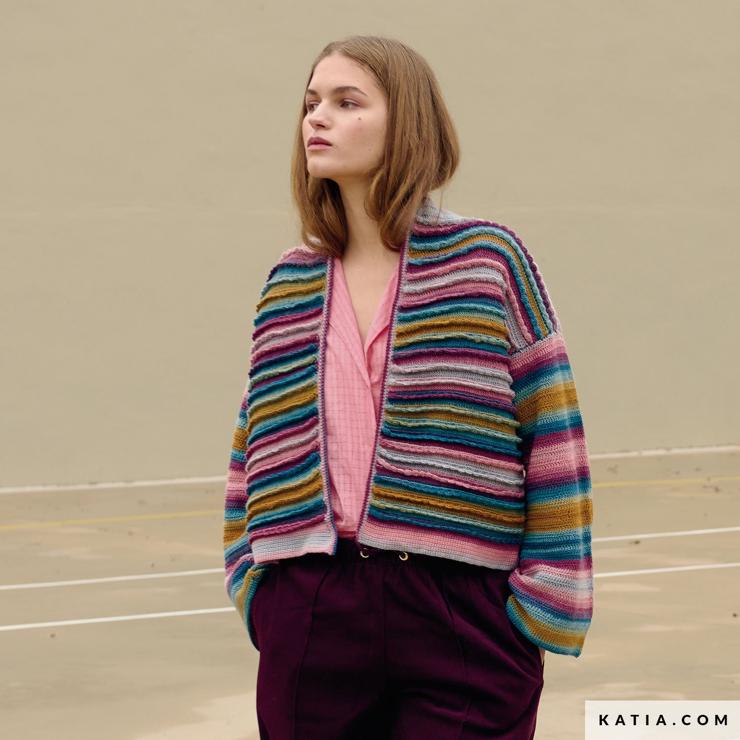 Chaqueta tejida con Silky Lace Rainbow 303